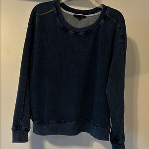 Demin lovers—dark denim lightweight sweatshirt with thread design.